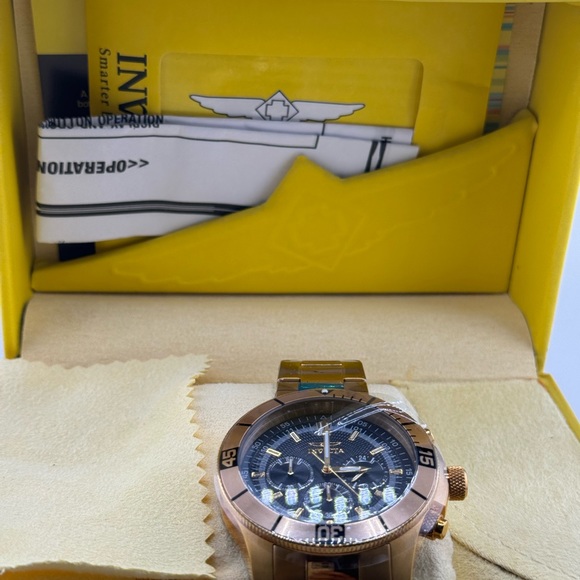 Limited edition 18k Gold Vermeil Mens Invicta Watch, best gift for men, original - Picture 7 of 8